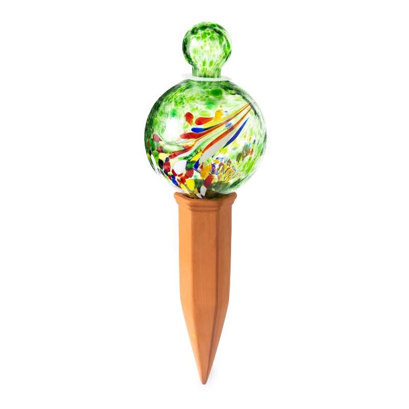 Swirled Glass Globe Plant Quencher - Green